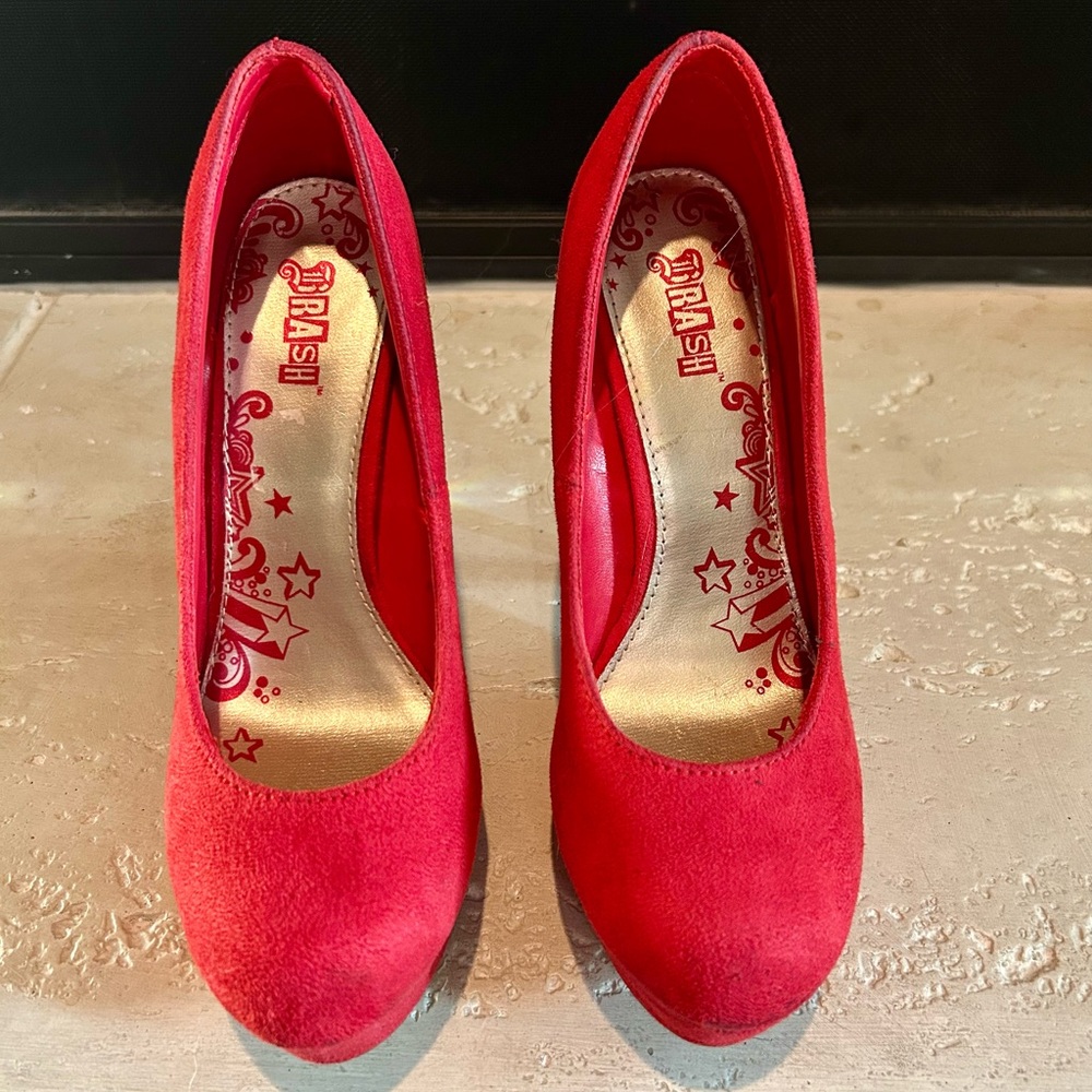 Red platform heels, size 7